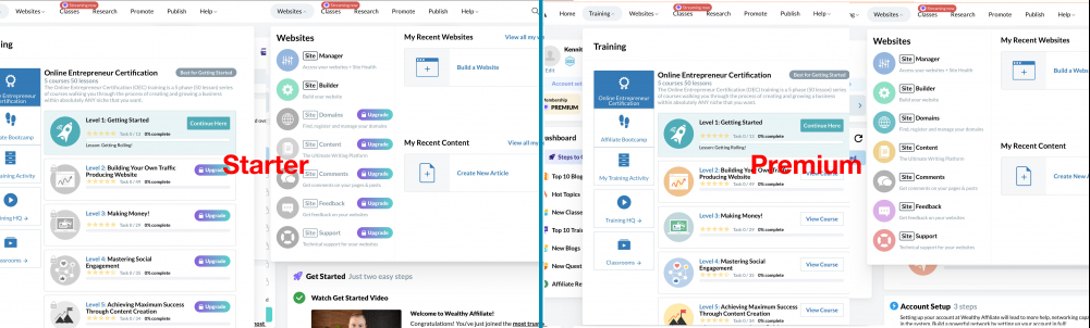 Starter vs Premium Home Page Old