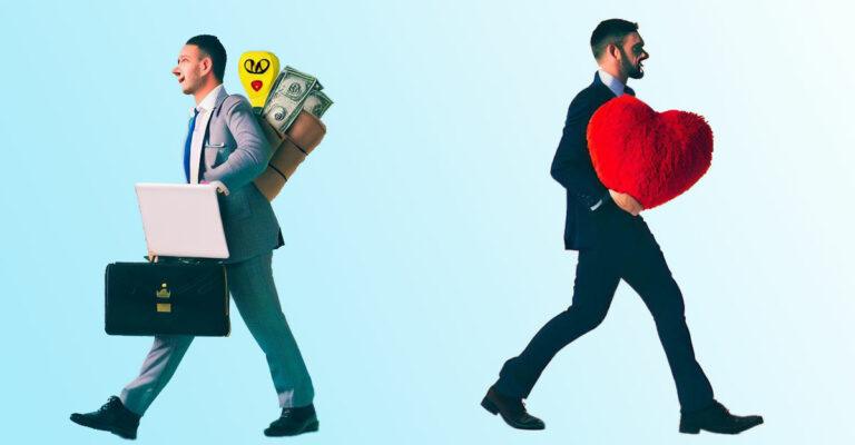 Two men walking in different direction - Passion v/s Profit