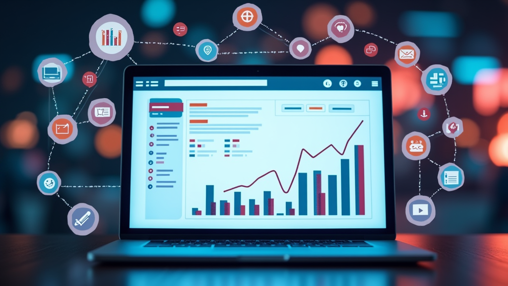 Concept of content marketing improving SEO with digital elements