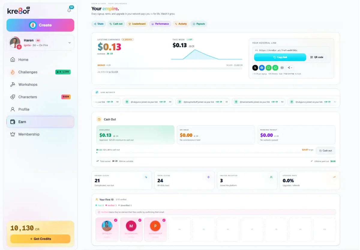 Entire Earn Dashboard